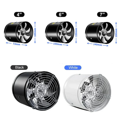 Powerful Silent Exhaust Fan – One-Way Booster, Quiet Inline Duct Blower with Pure Copper Motor, Low Noise HVAC Vent