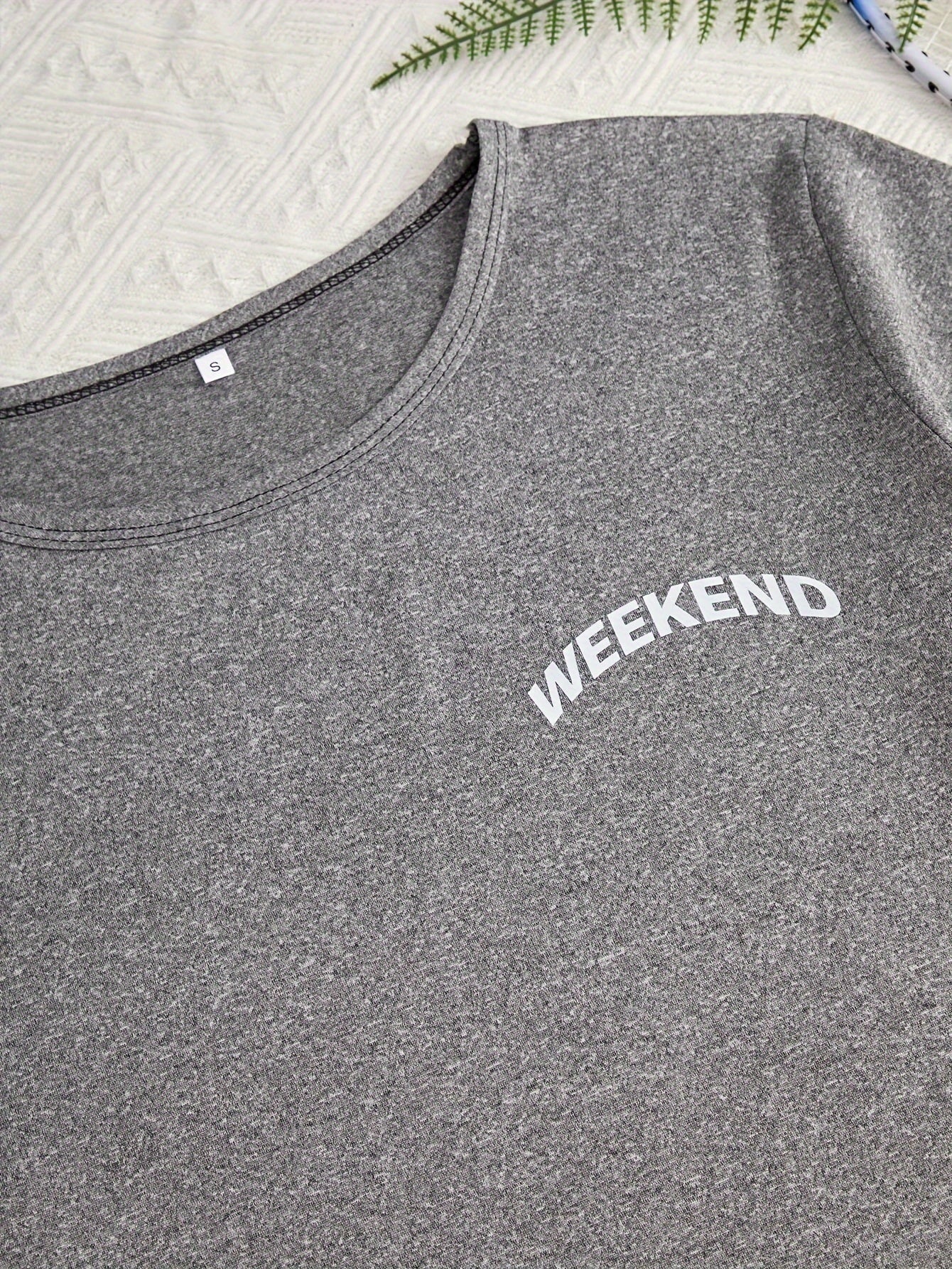 Women's 3-Piece Pajama Set – Simple Short Sleeve Sleepwear with 'WEEKEND' Print, Comfy Casual Loungewear