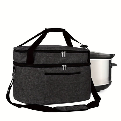 2 Layer Slow Cooker Bag for Crock-Pot 6-8 Quart – Insulated, Waterproof, Easy-Clean, Perfect for Travel, Family Gatherings, and Potlucks – Black and Grey