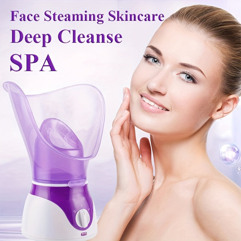 Professional Facial Steamer - Deep Cleansing, Hydrating Humidifier with Face Cover and Measure Cup - Portable, Easy to Use, US Plug