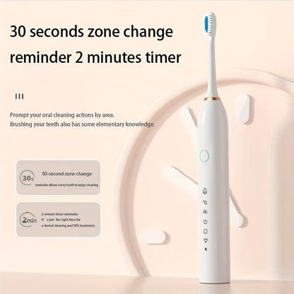 Smart Electric Toothbrush – 6 Modes, 42,000 VPM, Smart Timer, Rechargeable USB, Includes 4/8 Replacement Heads, Sonic Toothbrush for Adults, 3 Colors, Perfect Father's Day Gift