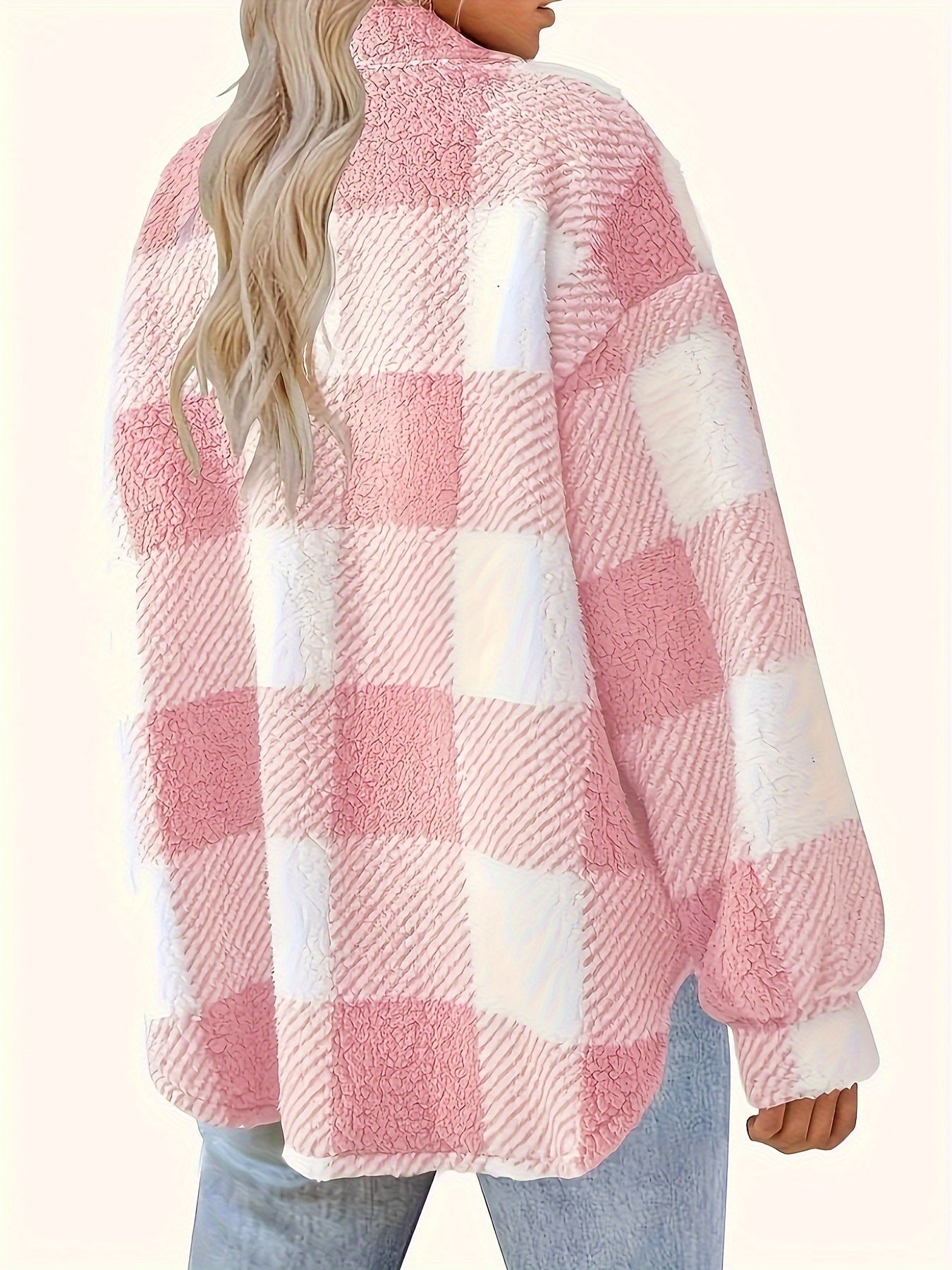 Plaid Pattern Button Front Jacket – Elegant Long Sleeve Warm Outerwear for Fall & Winter, Women's Clothing