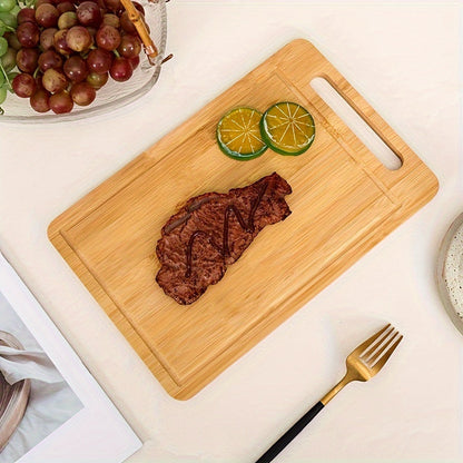 Extra-Large Bamboo Cutting Board - Durable, Easy-Grip Chopping Block with Juice Groove for Fruits, Vegetables, Meat & Poultry, Perfect for Holidays & Everyday Use