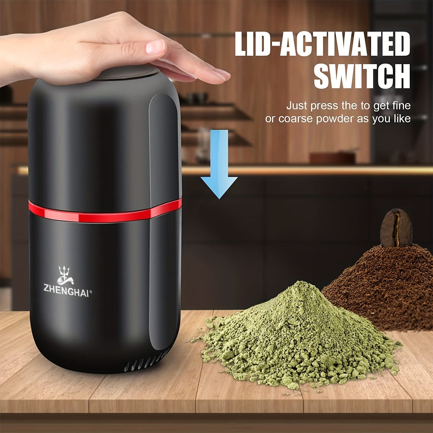 120g Extra-Large Electric Spice Grinder - Powerful Fast Grinding for Coffee, Nuts, Spices, Flower Buds - Includes Cleaning Brush