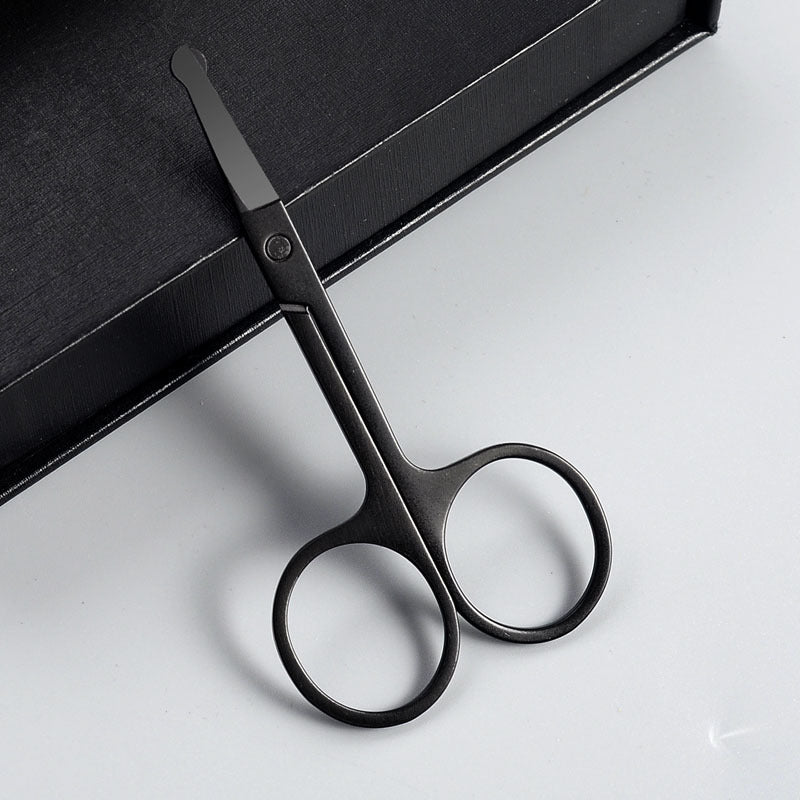 Mini Stainless Steel Round-Head Nose Hair Scissors — Portable Ergonomic Nose Trimmer & Cutter