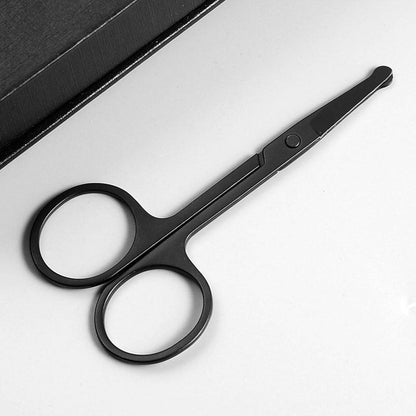 Mini Stainless Steel Round-Head Nose Hair Scissors — Portable Ergonomic Nose Trimmer & Cutter