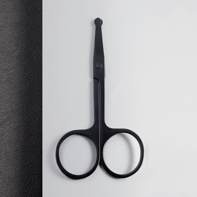 Mini Stainless Steel Round-Head Nose Hair Scissors — Portable Ergonomic Nose Trimmer & Cutter