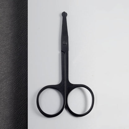 Mini Stainless Steel Round-Head Nose Hair Scissors — Portable Ergonomic Nose Trimmer & Cutter