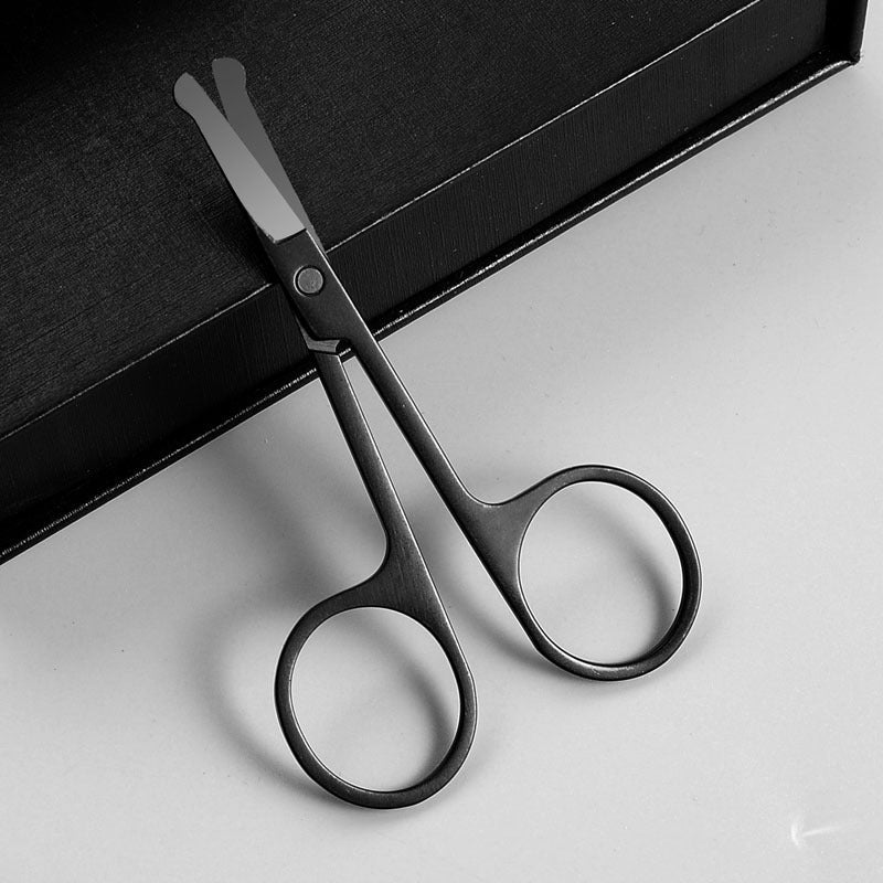 Mini Stainless Steel Round-Head Nose Hair Scissors — Portable Ergonomic Nose Trimmer & Cutter