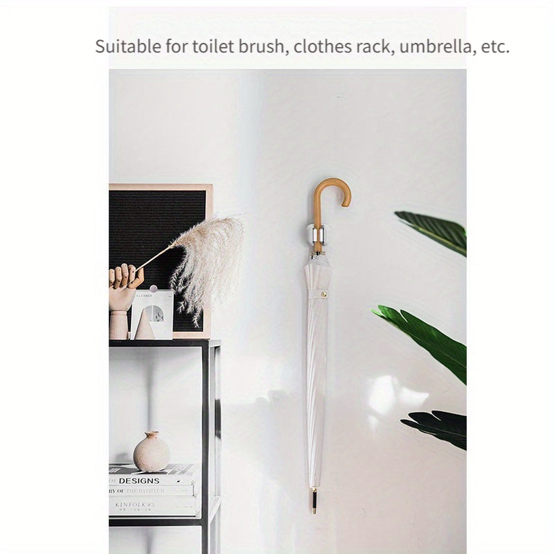 3 Pack Wall-Mounted Mop & Broom Holder – Self-Adhesive Storage Hanger for Home, Kitchen, Bathroom (White Plastic)