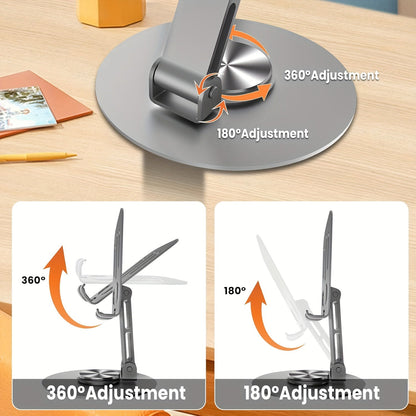 Full Metal 360-Degree Rotating Phone and Tablet Stand - Universal Stress-Relieving Desk Mount