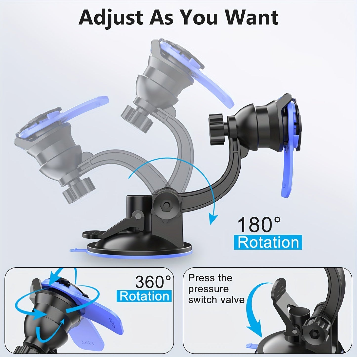 Car Phone Holder Mount Stand — Suction Cup & Air Vent Bracket for iPhone, Samsung, Xiaomi Smartphones