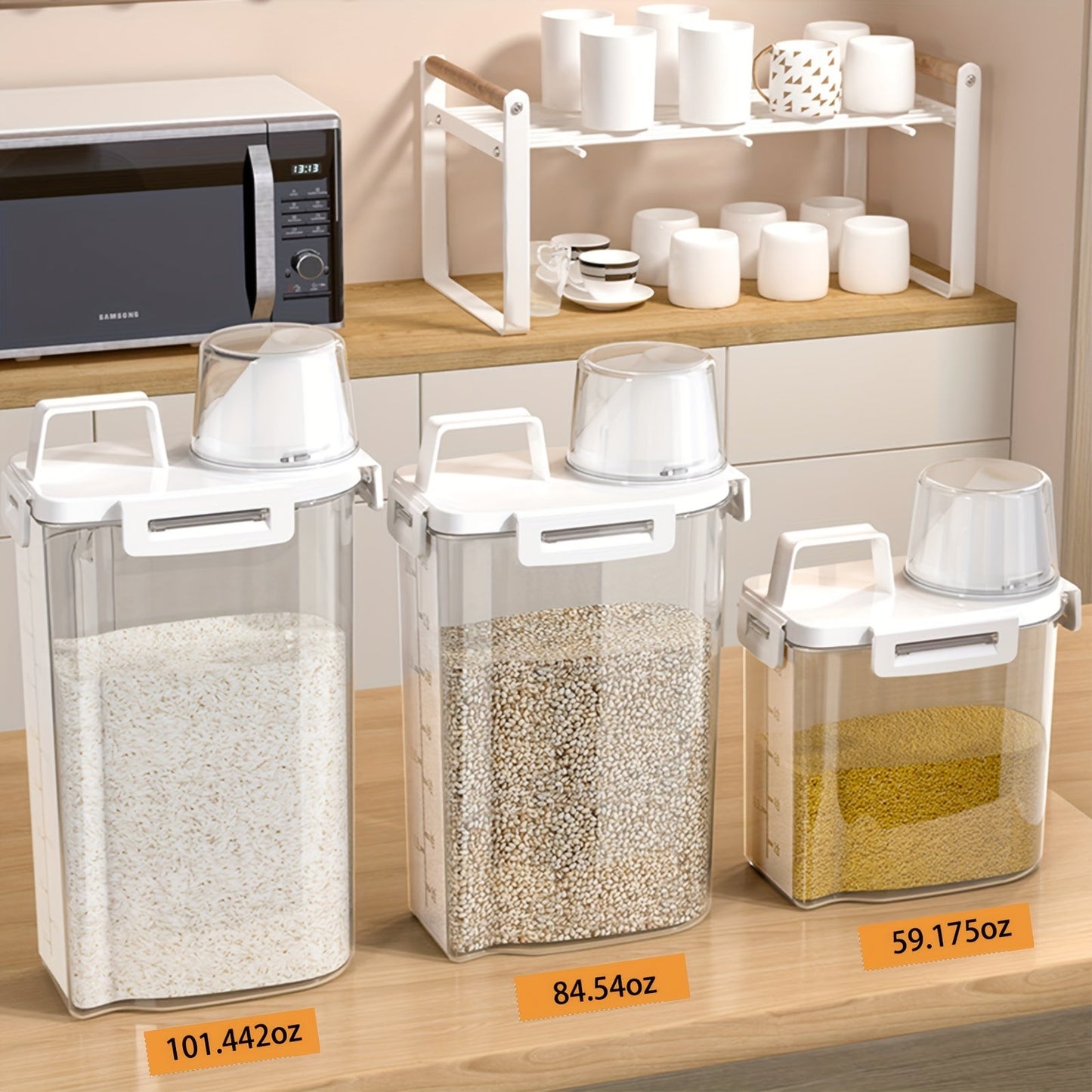 Airtight Food Storage Container with Lid - Moisture & Leak-Proof, Ideal for Grains, Nuts, Flour & Rice, Portable Kitchen Organizer