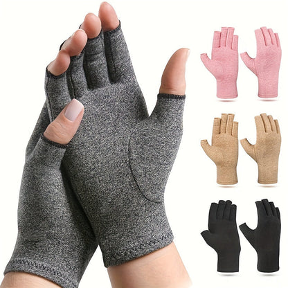 Fingerless Compression Gloves for Women and Men - Hand Joint Wraps, Sports Hand Support Thumb Gloves for Typing, Daily Work, and Hand Care - Open Finger Fit