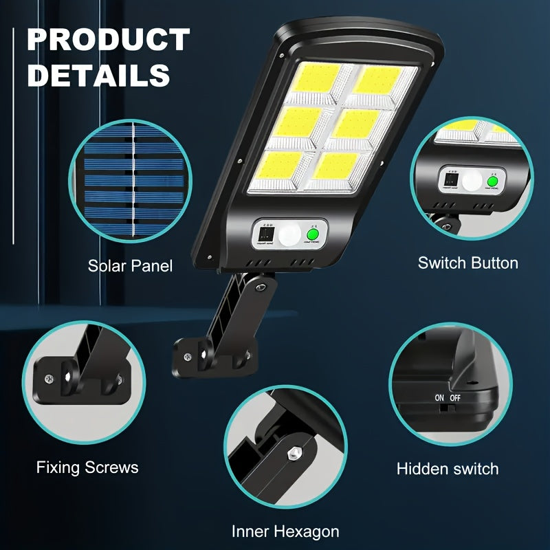 2 Packs Solar-Powered Remote Control LED Street Lights – Wall Lights with 3 Modes, Wireless Motion Sensor, Adjustable Brightness – Ideal for Garden, Street, Deck, Yard, Garage, Patio