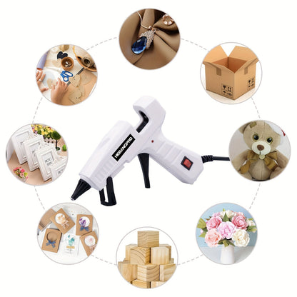 30W Handheld Glue Gun Kit with 30 Sticks - Dual Voltage (110V/220V), US Plug, Perfect for Crafts and Repairs