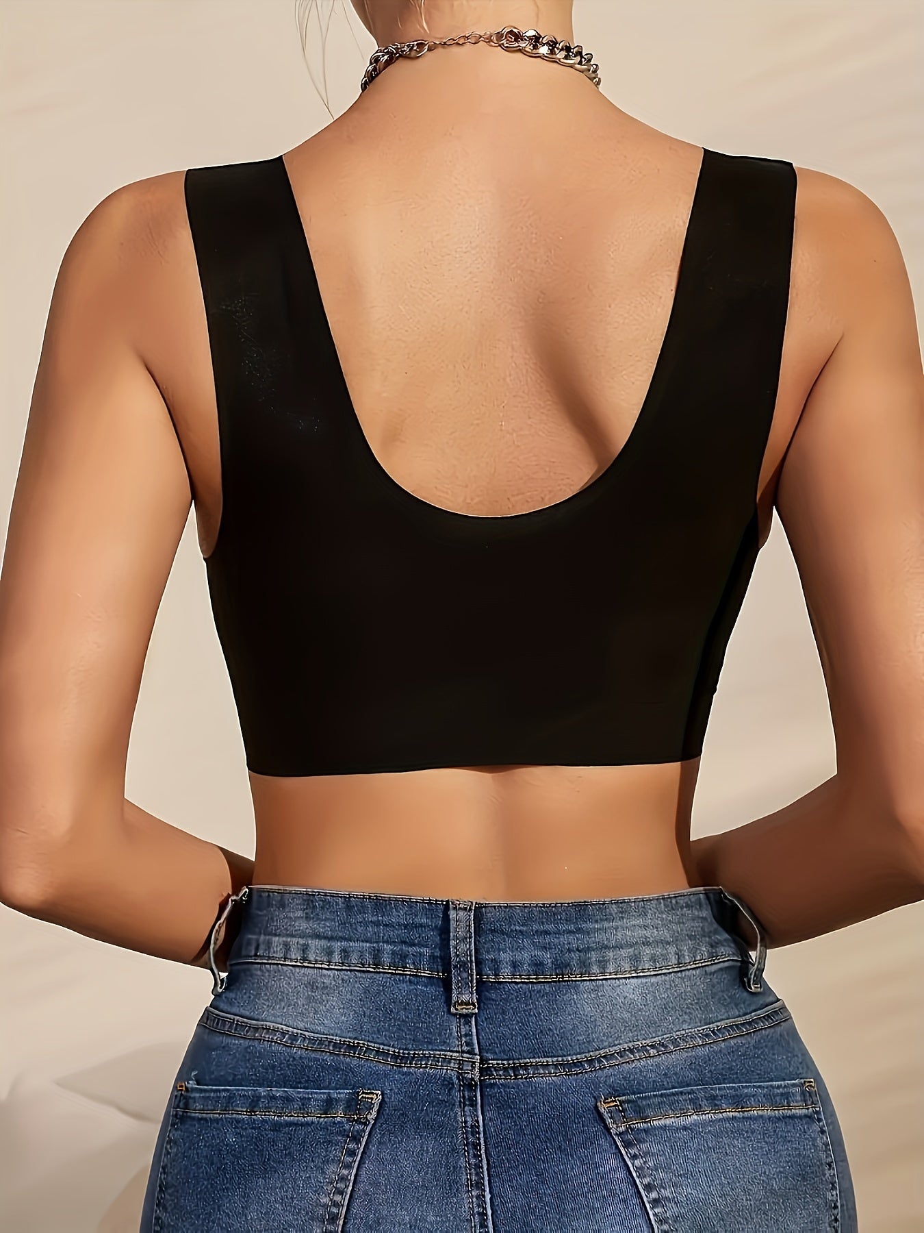 2 Pack Elegant Lace Deep V-Neck Wireless Bras – Comfortable Front Closure, Soft Cups, Breathable Fabric, Adjustable Straps – Fashionable Lingerie Set for Everyday Wear