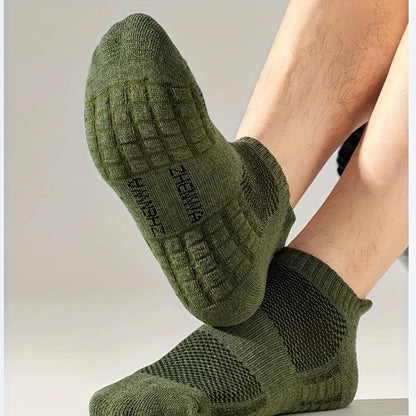 5 Pairs Pure Cotton Sports Socks - Unisex Spring and Summer, Towel Bottom Casual Ankle Boat Socks - Breathable, Sweat-Absorbing, Odorless for Outdoor Sports
