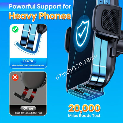TOPK D38-C Car Phone Holder Mount - Upgraded Adjustable Horizontally and Vertically, Dashboard Compatible with All Phones