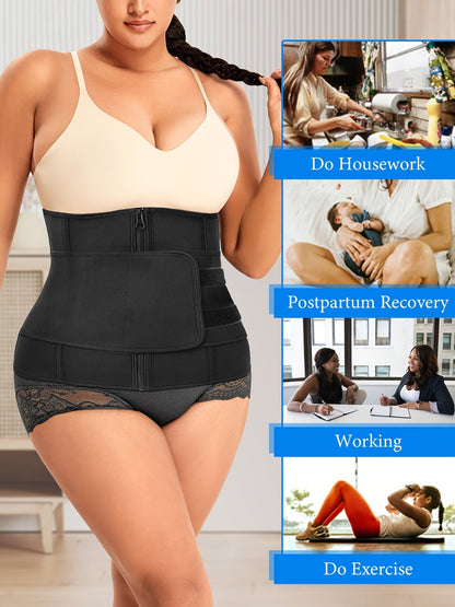 Plus Size Sports Corset – Women's Durable Zipper Waist Trainer for Tummy Control and Shaping