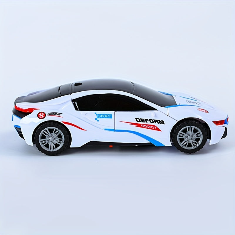 Automatic Deformation Robot Car Toy - Transforms into Robot, Universal Obstacle Avoidance with Lights and Music, Ideal for Birthday, Christmas, Halloween Gifts (Batteries Not Included)