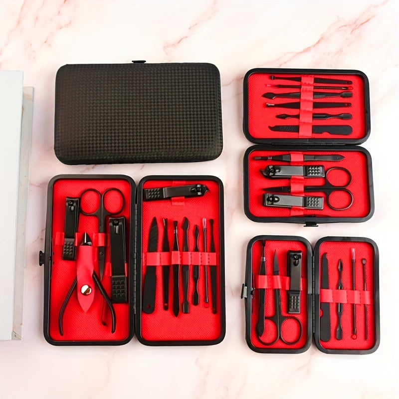 Stainless Steel Nail Clipper Grooming Kit – Includes Cutter, Trimmer, Earpick, Scissors, Tweezer, and Travel Case for Manicure and Pedicure
