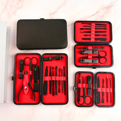 Stainless Steel Nail Clipper Grooming Kit – Includes Cutter, Trimmer, Earpick, Scissors, Tweezer, and Travel Case for Manicure and Pedicure