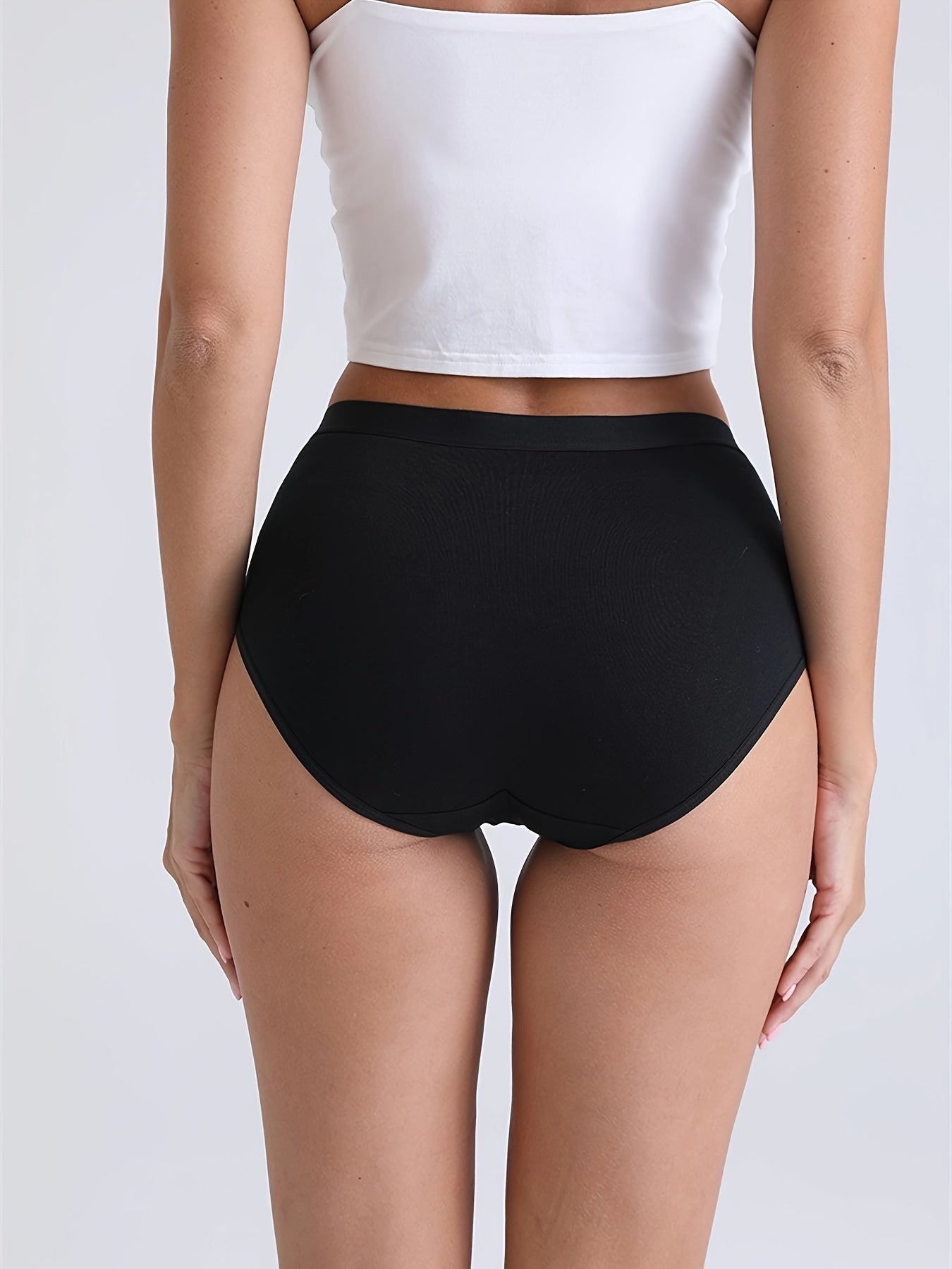 5pcs Comfy Seamless Cotton Briefs – Soft, Breathable, Stretchy Women’s Intimates, Solid Color, Hand Wash, Knit Fabric, No Sheer