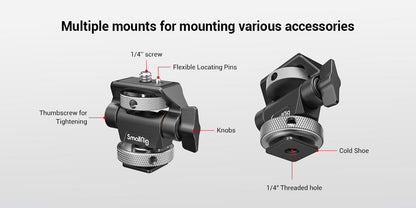 SmallRig DSLR Camera Clamp – Swivel & Tilt Adjustable Monitor Mount with Screws for Monitor, Flash Light & DIY Attachment (2903B)