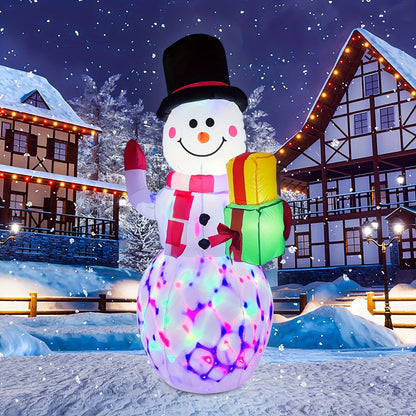 5ft Christmas Inflatable Snowman - Outdoor Yard Decor with Rotating LED Lights, Garden Christmas Decoration, Festival Decor for Restaurants