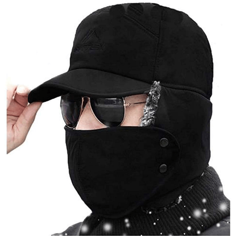 Men's Sporty Thermal Knit Hat – Durable Winter Cap with Warm Faux Fur and Ear Flaps