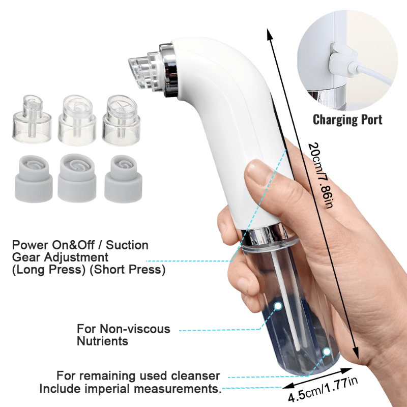 USB Rechargeable Blackhead Extractor - Portable Pore Vacuum for Flawless Skin | Easy Facial Cleansing and Pimple Removal, Long-Lasting