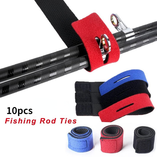 10pcs Fishing Rod Belts Set - Ties for Spinning and Fly Rods with Fixing Strap Ropes, Fishing Tackle Accessories