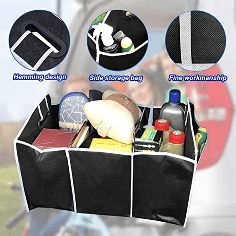 1pc Premium Universal Car Trunk Organizer - Waterproof, Foldable 3-Compartment Storage Bag with Adjustable Dividers - Ideal for SUV, Truck, Van, Sedan, and Road Trips