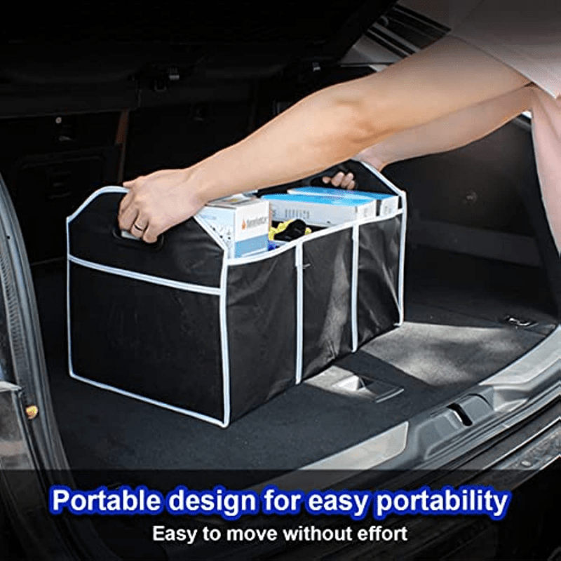 1pc Premium Universal Car Trunk Organizer - Waterproof, Foldable 3-Compartment Storage Bag with Adjustable Dividers - Ideal for SUV, Truck, Van, Sedan, and Road Trips