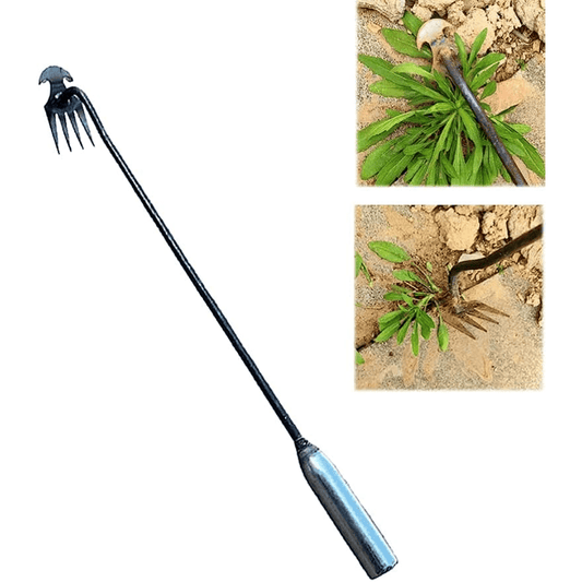 Weeding Artifact Uprooting Tool – 11.81/19.69inch Premium Manganese Steel Weed Puller, 4 Teeth Dual Purpose Hand Weeder with Long Handle for Gardening