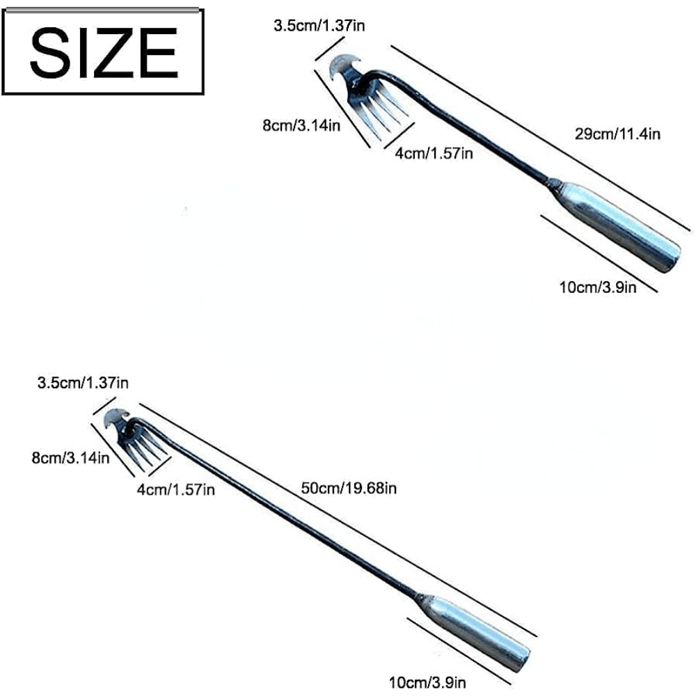 Weeding Artifact Uprooting Tool – 11.81/19.69inch Premium Manganese Steel Weed Puller, 4 Teeth Dual Purpose Hand Weeder with Long Handle for Gardening