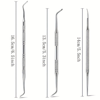 3PCS Stainless Steel Ingrown Toenail Tool Kit – Toenail File, Lifters, and Pedicure Tools for Pain Relief and Nail Care
