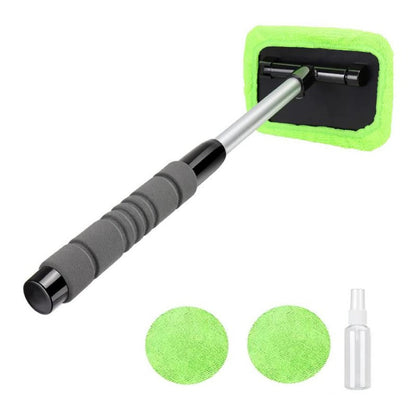 Microfiber Car Window Cleaning Tool – Extendable Handle, Washable & Reusable Cloth Pad, Interior & Exterior Glass Wiper Kit