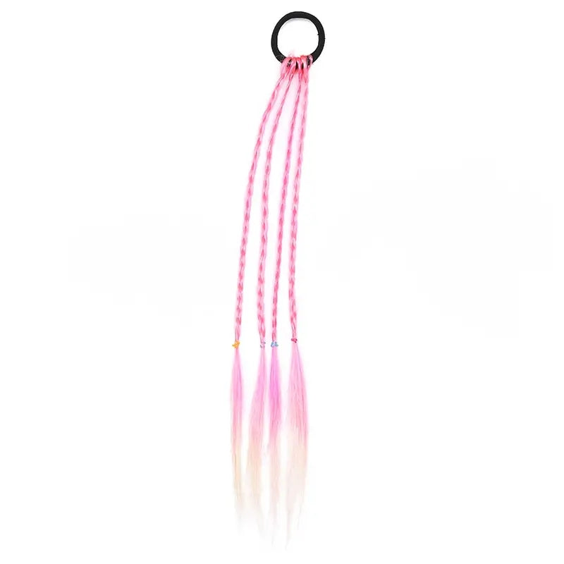 6pcs Girls Hair Accessories Set - Colorful Braided Wig, Ponytail Holders, and Rubber Bands, Perfect for Gifts