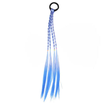 6pcs Girls Hair Accessories Set - Colorful Braided Wig, Ponytail Holders, and Rubber Bands, Perfect for Gifts