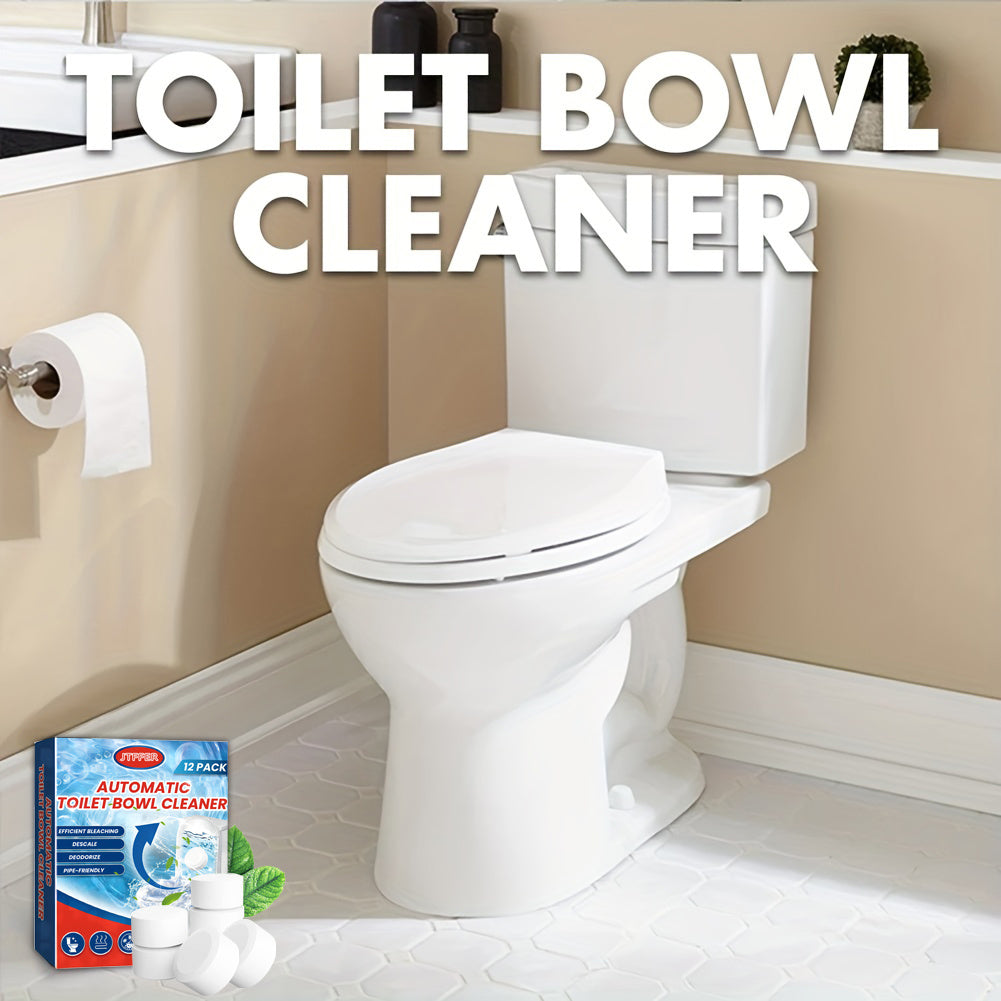 12 Pack Automatic Toilet Bowl Cleaner Tablets with Bleach – Hassle-Free, Long-Lasting Tank Cleaners with Advanced Sustained-Release – Essential for Sparkling Restrooms