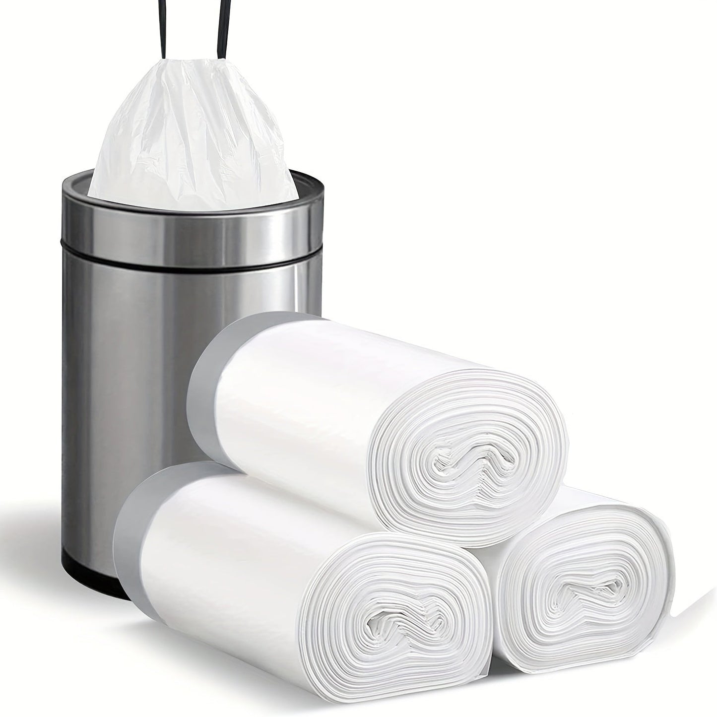 45pcs/3rolls Small Drawstring Trash Bags – 4 Gallons, 15 Liters Plastic Garbage Bags for Bathroom, Bedroom, Office, Restroom – Ideal for Home and Office Use