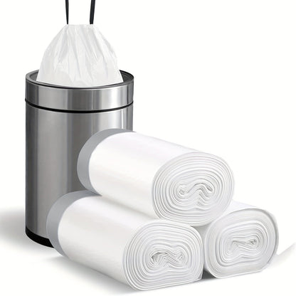 45pcs/3rolls Small Drawstring Trash Bags – 4 Gallons, 15 Liters Plastic Garbage Bags for Bathroom, Bedroom, Office, Restroom – Ideal for Home and Office Use