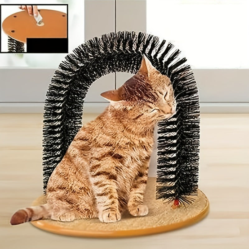 Multifunctional Cat Arch Grooming and Massage Toy - Hair Brush Scratching Toy for Cats and Kittens, Interactive Pet Supply
