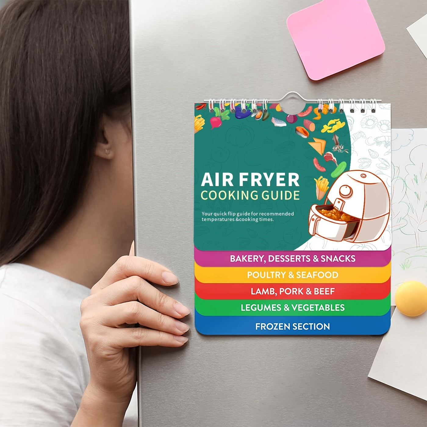 Air Fryer Magnetic Cheat Sheet – Cooking Times Chart for Popular Foods, Quick Reference Guide Kitchen Accessory & Gadget