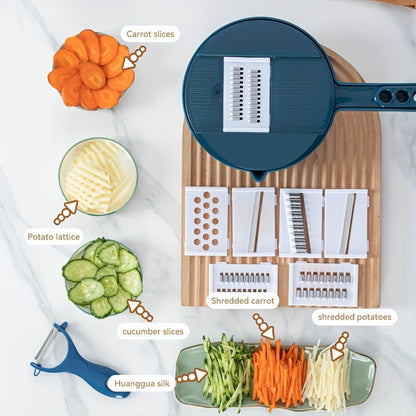 12-in-1 Ultimate Multi-Functional Vegetable Chopper - Cutting, Shredding, Slicing, Grating for Carrots, Potatoes, Radish - Ideal for Hotel, Commercial, Home Kitchens - Eid Al-Adha Mubarak Gift Idea