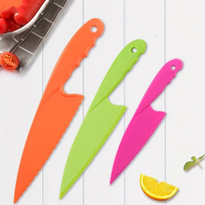3PCS/6PCS/8PCS Kitchen Knife Set - Plastic Serrated Edges for Safe Cutting of Cakes, Fruits, and Veggies, Perfect for Little Chefs