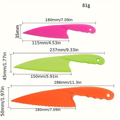 3PCS/6PCS/8PCS Kitchen Knife Set - Plastic Serrated Edges for Safe Cutting of Cakes, Fruits, and Veggies, Perfect for Little Chefs