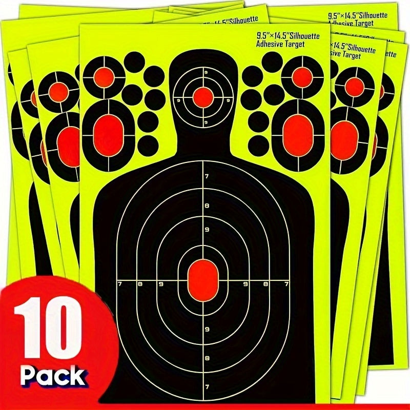 Human Body Shape Reactive Targets - 14.5 Inch Splatter Glow Fluorescent Paper for Accurate Range Training, 5/10/20pcs Pack, Durable Shooting Practice Accessories for Marksmen